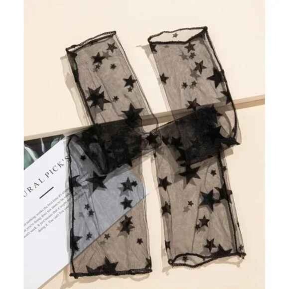 STAR Black Fingerless Long Opera Gloves NEW - Picture 2 of 4